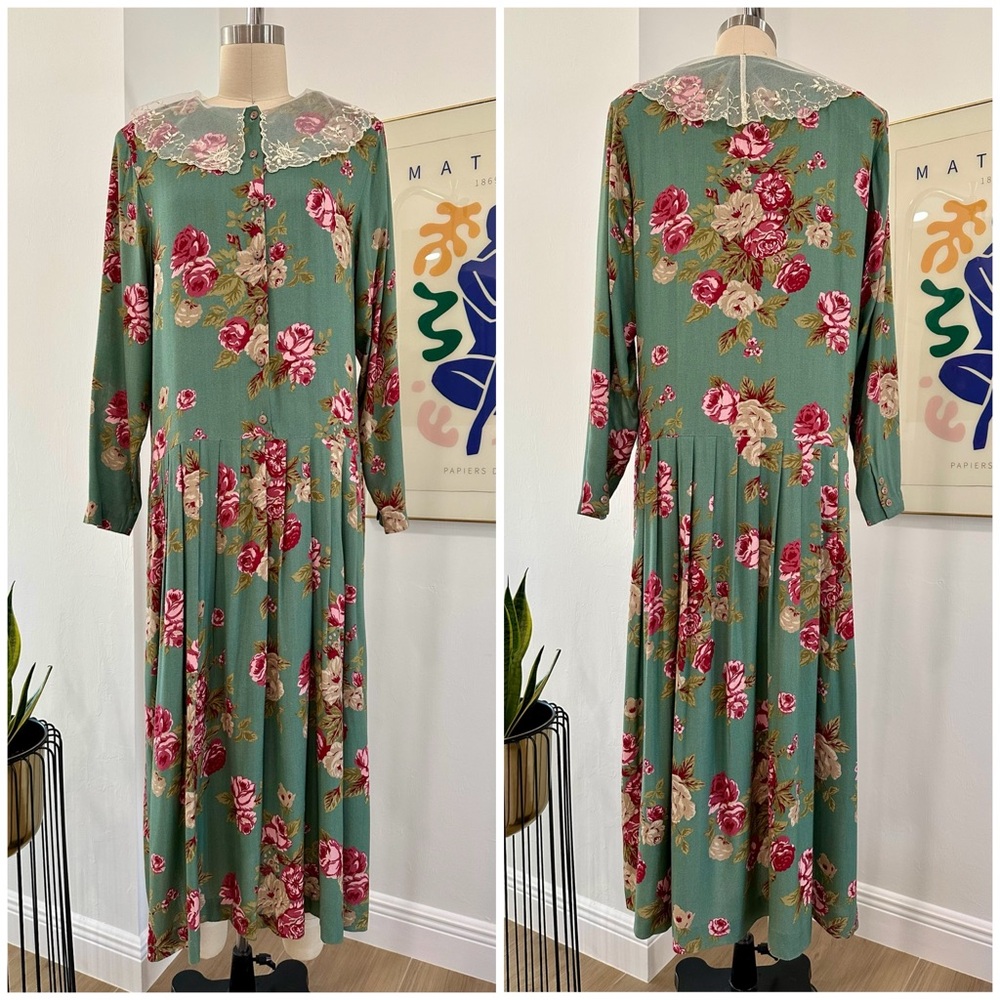 Vintage 80’s/90’s Floral Drop Waist Maxi dress